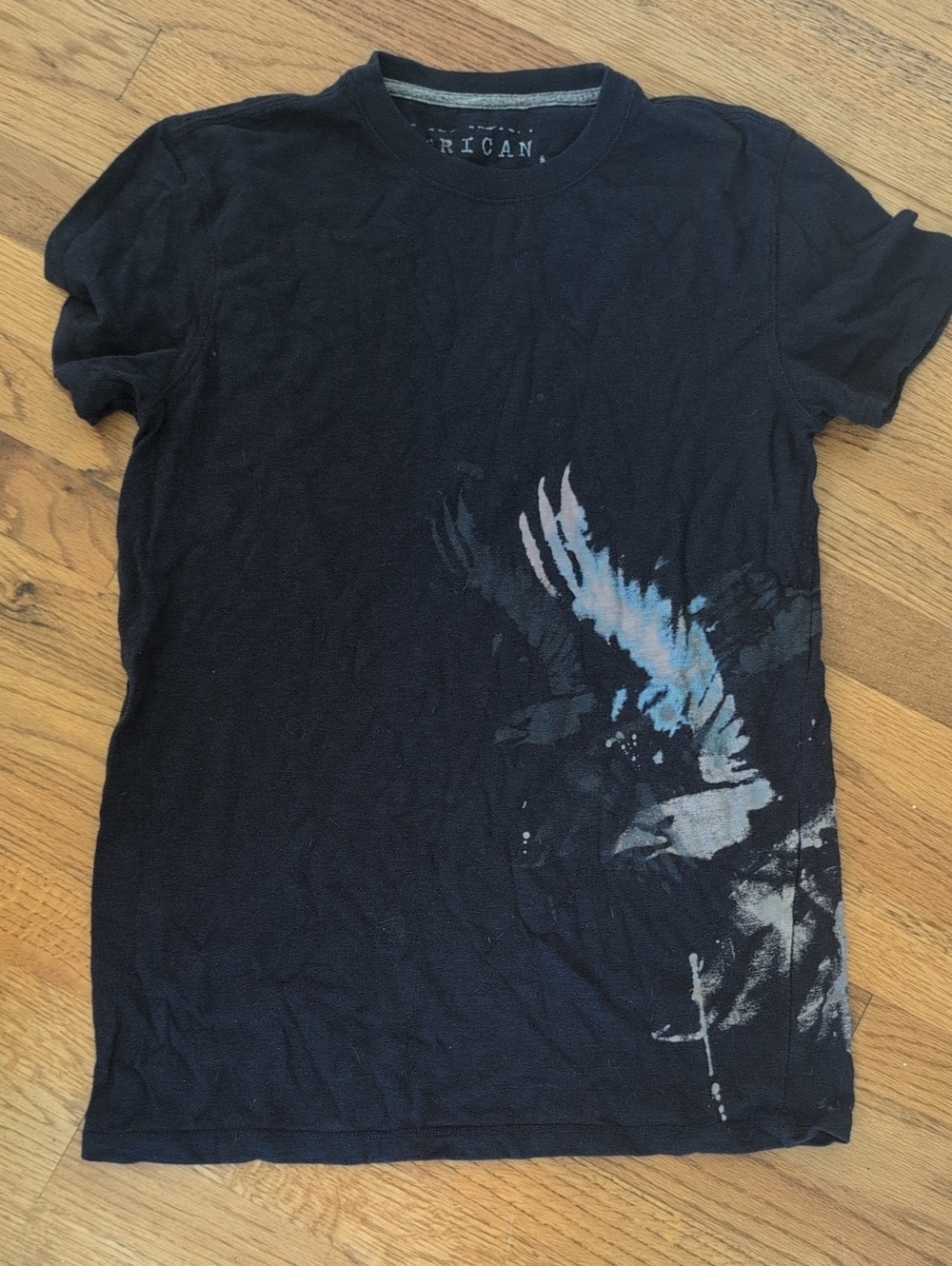 American Eagle Outfitters Blue Short Sleeve Tee with Blue Graphic
